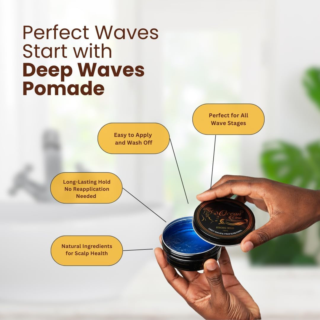 Ocean View Hair Pomade-Strong Hold 4 Oz- Pomade, Hair Styling, Wave Training